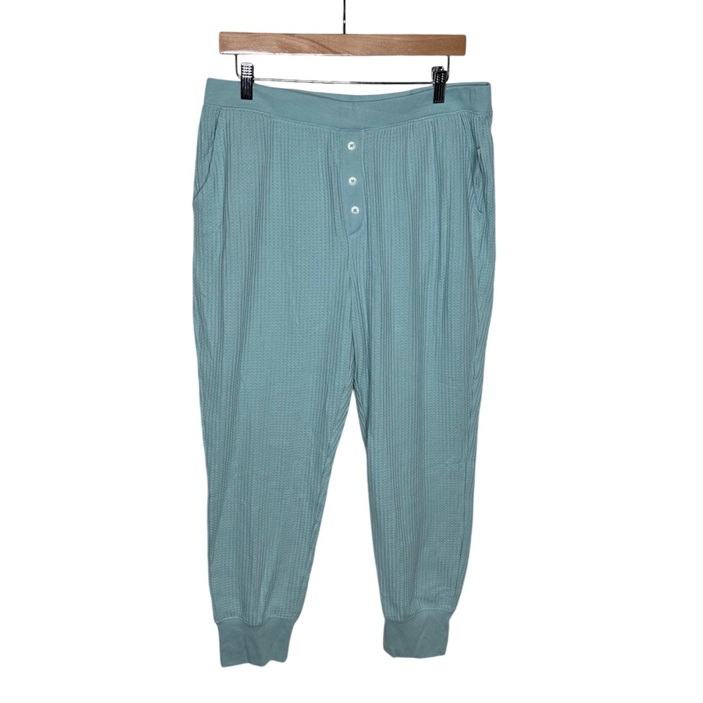 NWT Old Navy High Waist Waffle Knit Pajama Jogger Pants size Large Mint Green
